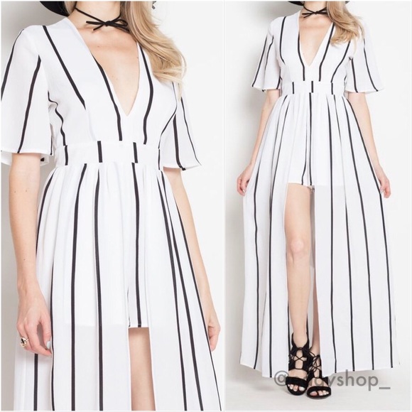 Striped Maxi Romper - Picture 2 of 5